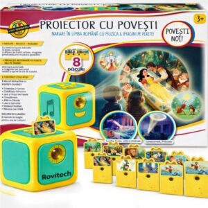 Proiector cu povesti pentru copii, narare in limba romana, 8 povesti clasice, 8 cantece de leagan, proiectie pe tavan/perete, lampa de veghe, oprire automata