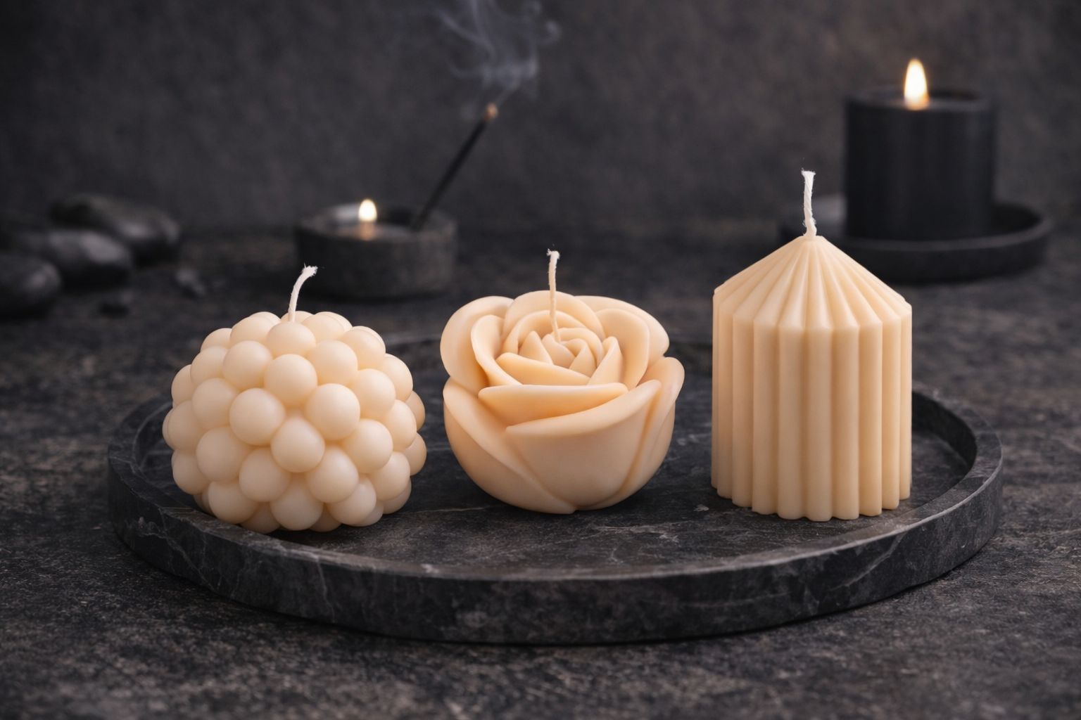 Set 2 lumânări decorative handmade din ceară naturală de soia – parfum Cashmere Woods