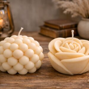 Set lumânări decorative handmade din ceară naturală de soia – parfum Cashmere Woods