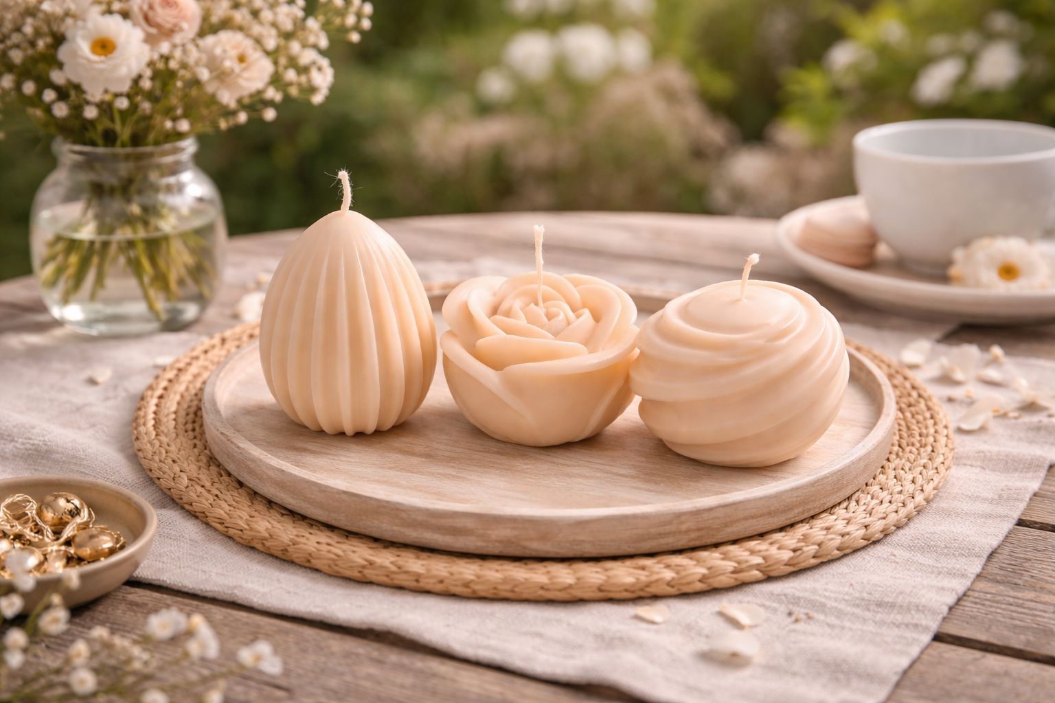 Set 3 lumânări parfumate handmade, ceară naturală de soia, Cashmere Woods